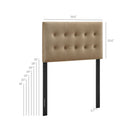 Modway Emily Stain-Resistant Performance Velvet Twin Size Headboard - Taupe-Button Tufting