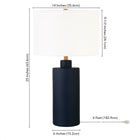 Hudson&Canal Carlina 25" Tall Ceramic Table Lamp with Fabric Shade - Matte Navy/White-Includes a 6 ft. cord with rotary socket switch