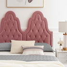 Modway Alexandria Tufted Performance Velvet Twin Platform Bed with Gold Metal Legs - Dusty Rose-Wood Slat Support System