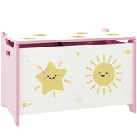 Qaba Kids Storage Chest with Lid - Pink-Spacious storage space for toys, books and clothes
