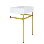 Modway Redeem 24" Wall-Mount Gold Stainless Steel Bathroom Vanity - Gold/White-Ceramic Sink Basin