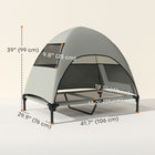 PawHut Outdoor Elevated Dog Bed with Canopy Raised Dog Bed - Light Grey-Colour: Light Grey, Black