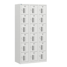 Ceha NH Series 6-Tier Commercial-grade Steel Locker with Front Vents and Standard Sash Lock - Bank of 3 - Light Grey-Front hole ventilations for airflow