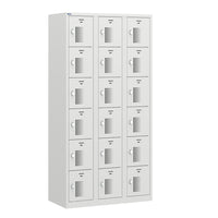 Ceha NH Series 6-Tier Commercial-grade Steel Locker with Front Vents and Standard Sash Lock - Bank of 3 - Light Grey-Front hole ventilations for airflow