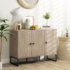 HOMCOM Modern 42.5" L Sideboard - Oak-Two two-tier cabinet feature three-level adjustable shelves for storage flexibility