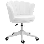 HOMCOM Mid Back Berber Fleece Office Chair with Swivel Wheels - White-Comfortable backrest line with thick padding seat of the pink desk chair provides extra comfort