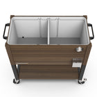 Permasteel 80 qt Wood Grain Rolling Patio Cooler with Divider - Brown-Extended cooling power keeps drinks chilled for up to 36 hours