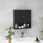 kleankin Farmhouse Bathroom Wall Cabinet - Black-Adjustable shelf in the cabinet for various-sized items