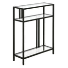 Hudson&Canal Cortland 22"W Console Table with Glass Shelves - Blackened Bronze-An industrial design for your entryway, living room, den, and more