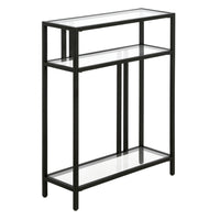 Hudson&Canal Cortland 22"W Console Table with Glass Shelves - Blackened Bronze-An industrial design for your entryway, living room, den, and more