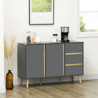 HOMCOM 47.2" L Sideboard Buffet Cabinet - Dark Grey-Comes with two cabinets and three drawers