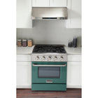 Kucht 30" KDF Series Pro Style Propane Gas Dual Fuel Range - Stainless Steel/Green-Heavy-duty cast-iron grates allow cookware to slide smoothly between burners without lifting
