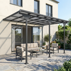 Outsunny 14 ft W x 10 ft L Outdoor Hardtop Pergola Polycarbonate Roof Gazebo - Grey-Suitable for garden, backyard, terrace, etc