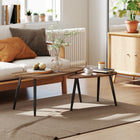 HOMCOM Nesting Coffee Tables with Steel Legs - Brown - 2 Pack-Warm wood-effect finish with matte black legs create an industrial look