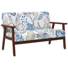 HOMCOM Loveseat Sofa with Rubber Wood Legs - Multicolour-Modern style loveseat fits in living room, home office or bedroom