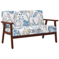 HOMCOM Loveseat Sofa with Rubber Wood Legs - Multicolour-Modern style loveseat fits in living room, home office or bedroom