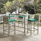 Modway Conduit Outdoor Patio Wicker Rattan Bar Stool - Light Gray Green - Set of 4-Powder-Coated Aluminum Frame