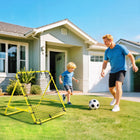 HOMCOM Rebounder Net Football Training Aid Kickback Target Play - Yellow-All-weather PE net with 20 elastic cords for resilience 