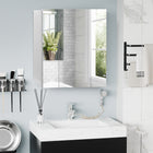 Kleankin Wall Mount Medicine Cabinet with Mirror - 28" W x 24" D - White-Mirror outside for better preparation for morning makeup or shaving 