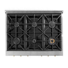 Kucht 36" KXP Series Dual Fuel Range Propane Gas - Stainless Steel/Gold-Heavy duty cast-iron cooking grates for serious heat allow movement of cookware from 1-burner to another without lifting