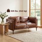 HOMCOM 59" PU Leather Loveseat Sofa with Wide Seat - Brown-Brown PU leather and tapered rubberwood legs provide a mid-century style to your room