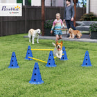PawHut Portable Dog Agility Hurdle Cone Set with 6 Cones, 6 Poles and Carry Bag - Blue-Boosts concentration, fitness and coordination 