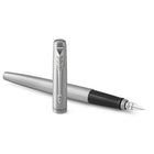 Parker Jotter Fountain Pen - Stainless Steel with Chrome Trim - Medium Nib - Blue Ink-Stainless steel barrel accented by high-shine trims and an arrowhead clip