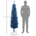 HOMCOM 6' Pencil Artificial Christmas Tree - Deep Blue-Safe and stable with a sturdy and durable plastic base for support