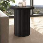 Hudson&Canal Olie Round Fluted Side Table - 20" W - Black Grain-Tabletop features a weight capacity of 40 lbs