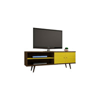 Manhattan Comfort Liberty MDP and MDF 62.99"W TV Stand, Rustic Brown and Yellow (201AMC94)-Free Standing TV Stand for Living Room and Bedroom use.