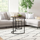 HOMCOM Nesting Tables- Rustic Brown - Set of 3-Round edge provides more security
