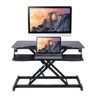 Rocelco Sit To Stand Hi-Lift Adjustable Height Desk Riser With Quick Release Keyboard Tray - Black-Full size 29" x 10" fixed keyboard tray