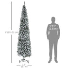HOMCOM 9' Snow-Flocked Pencil Artifical Christmas Tree - Green-Space-saving pencil shape 