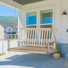 Outsunny 2 Person Wooden Porch Swing with Hanging Chains - Slatted Back & Seat-Two-seater design provides room to relax with a friend or have lots of room to yourself
