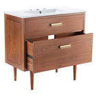Modway Cassia 36" Bathroom Vanity - Natural/White-8" Centerset Faucet Holes