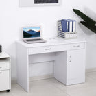 HOMCOM 43.25" Computer Desk with Storage Drawers - White-Made of melamine laminated E1 particle board for easy cleaning and longevity