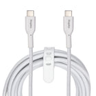 Staples TECH USB-C to USB-C Charging Cable - 9.8 ft. - White-Braided cable for durability and tangle-prevention tested to withstand up to 5K bends