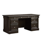 Sauder Palladia Executive Desk, Wind Oak-The Palladia Executive Desk has a large drawer/shelf with metal runners and safety stops features flip-down panel for keyboard/mouse or laptop