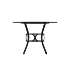 Flash Furniture Carlisle 42" Round Glass Dining Table with Black Metal Frame-Decorative Support Braces