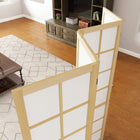 HOMCOM 4 Panel Freestanding Room Divider for Bedroom - Natural and White-Overall Dimension: 63" W x 66.9" H x 0.7" D (160 x 170 x 1.7 cm) 
