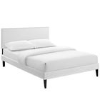 Modway Phoebe Vinyl Full Platform Bed with Squared Tapered Legs - White-Wood Frame / Particleboard Panel