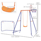 Outsunny Swing Set for Kids with Swing Seat, Basketball Hoop - Football Goal-Robust metal pipes for outdoor long-time use 