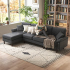 HOMCOM Sectional Sofa with Chaise Lounge - Dark Grey-Seat cushion with a spring pack and high-density foam inside for comfortable sinking