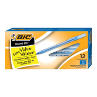 BIC Round Stic Extra Value Ballpoint Stick Pens -  1.0mm -  Blue -  12 Pack-One 12-count pack of BIC Round Stic Extra Life Blue Ballpoint Pens