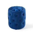 Modway Amour Tufted Button Round Performance Velvet Ottoman - Navy-Dense Foam Padding