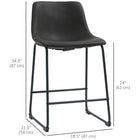 HOMCOM Counter Height Bar Stools with Back - Dark Brown - 2 Pack-Easy cleaning with a simple wipe down with a damp cloth
