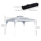 Outsunny 10 ft W x 10 ft L Pop Up Canopy with 2 Tier Vented Roof Carrying Bag - White-Oxford fabric canopy with sliver coating is UV and water resistant