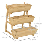 Outsunny 3-Tier Wood Planter Box - 23.5" L x 29.5" W x 30.25" H - Light Brown-Raised flower beds keep weeds away and protect the plants from submergence 