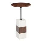 Zuo Stuk Side Table - Brown/White-Natural Marble round shape tabletop