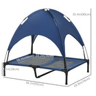 PawHut Portable Dog Cot with Canopy - Blue-Fabric is made of high density, breathable polyester to keep heat away 